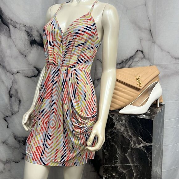 BCBG generation yellow red blue white print dress - Picture 5 of 7